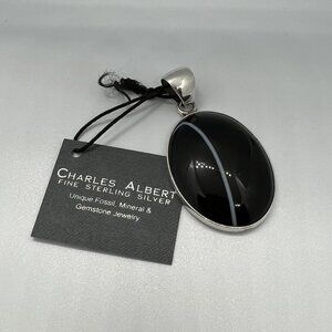 .925 Sterling Silver Black Sardonyx Pendant